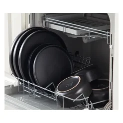 Serwis obiadowy porcelanowy MG Home Artena 28 elementy zestaw talerzy kubków misek dla 6 osób czarny