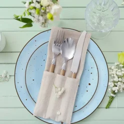 Serwis obiadowy porcelanowy MG Home Gemma Blue 12 elementów zestaw talerzy dla 4 osób niebieskie nakrapiane