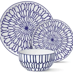 Serwis obiadowy porcelanowy MG Home Fiori 12 elementów zestaw talerzy dla 4 osób kwiaty