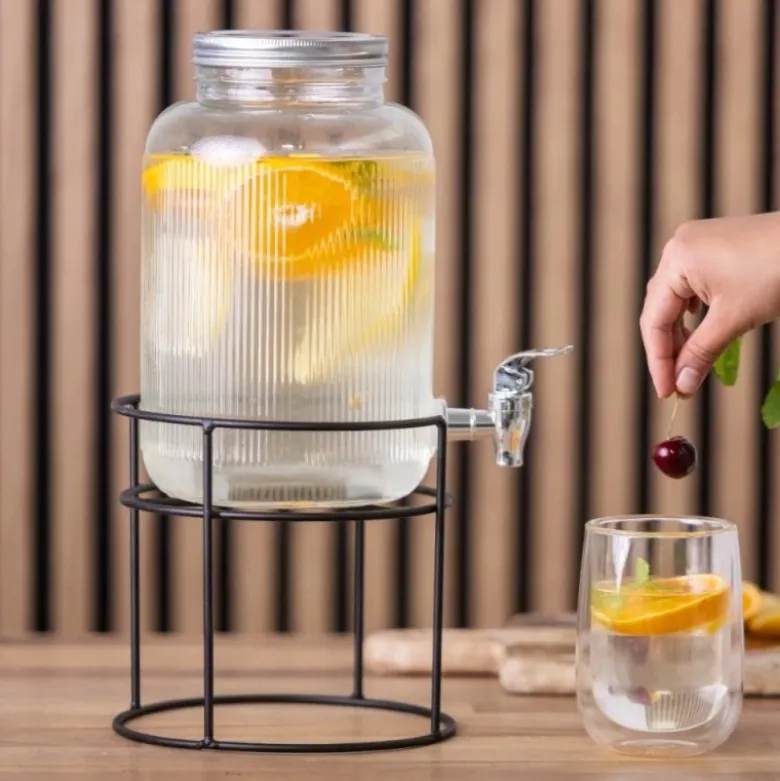 Słój szklany z kranikiem 4 L ze stojakiem do lemoniady napojów wody Altom Design