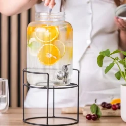 Słój szklany z kranikiem 4 L ze stojakiem do lemoniady napojów wody Altom Design