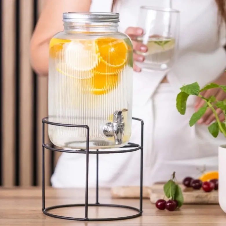 Słój szklany z kranikiem 4 L ze stojakiem do lemoniady napojów wody Altom Design