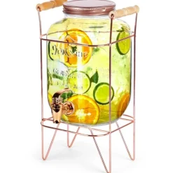 Słój szklany z kranikiem 4.2 L z złotym stojakiem do lemoniady napojów wody Vilde