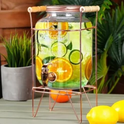 Słój szklany z kranikiem 4.2 L z złotym stojakiem do lemoniady napojów wody Vilde