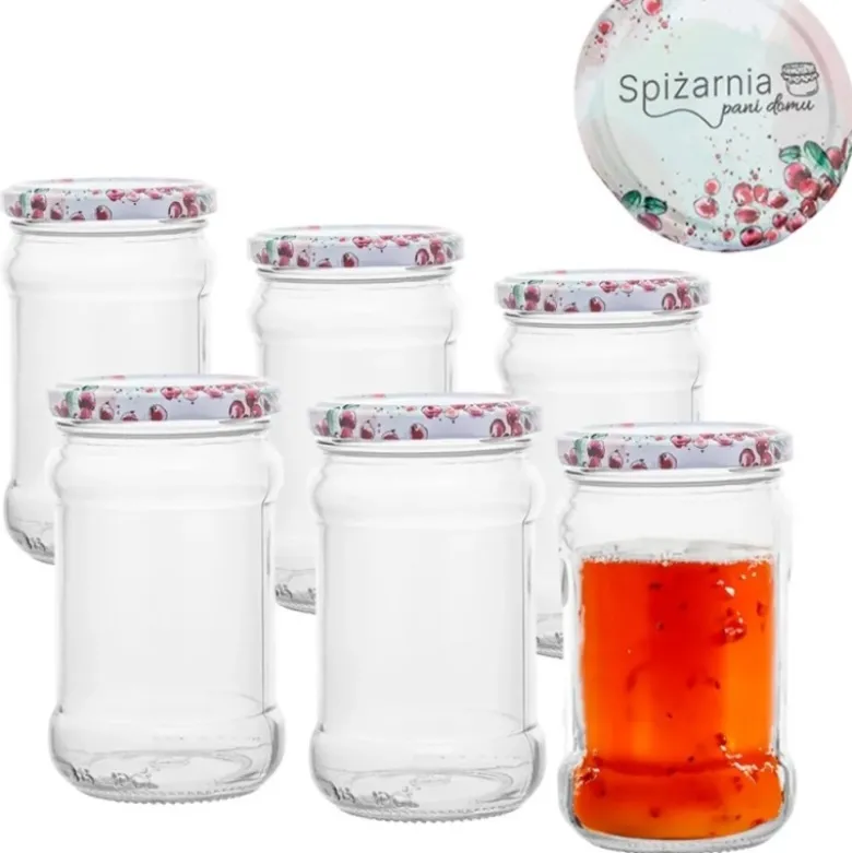 Słoiki szklane 315 ml na przetwory Spiżarnia Pani Domu z zakrętką w zestawie 6 szt Altom Design