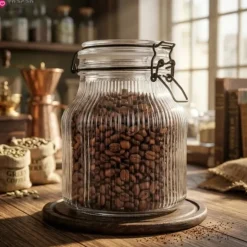 Słoik szklany ryflowany na przetwory 1250 ml hermetyczny z klamrą grawer Tragar
