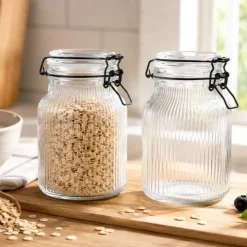 Słoik szklany ryflowany na przetwory 2100 ml hermetyczny z klamrą grawer Tragar