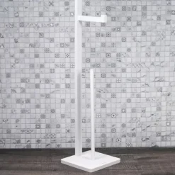 Stojak na papier toaletowy KINGHoff KH 1750 drewniany biały