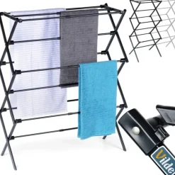 Suszarka na pranie metalowa czarna pionowa rozsuwana 47-78x94 cm Vilde