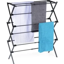 Suszarka na pranie metalowa czarna pionowa rozsuwana 47-78x94 cm Vilde