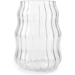 Szklanka do napojów z pokrywką i słomką 530 ml Tragar Kubek szklany podróżny ryflowany