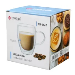 Szklanka termiczna 350 ml z podwójnymi ściankami do kawy herbaty Tragar TR-36-2