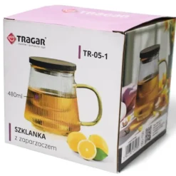 Szklanka z zaparzaczem do herbaty i naparów ziołowych z pokrywką 480 ml Tragar