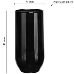 Szklanki czarne błyszczące Glasmark 400 ml zestaw 6 szklanek do napojów wody drinków wysokie proste