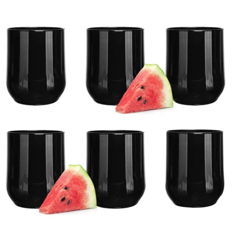 Szklanki czarne Glasmark 300 ml zestaw 6 szklanek do napojów wody drinków