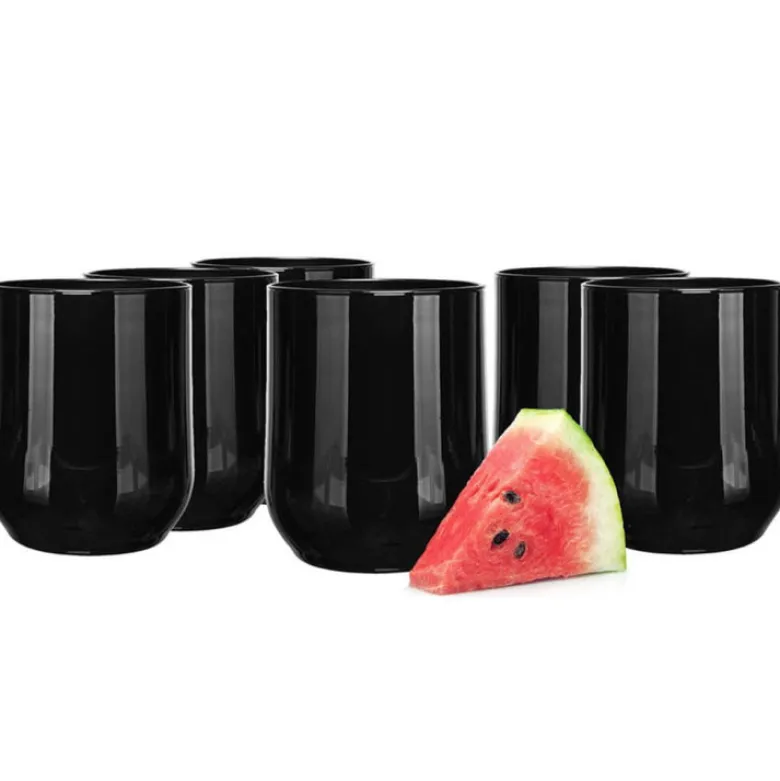 Szklanki czarne Glasmark 300 ml zestaw 6 szklanek do napojów wody drinków