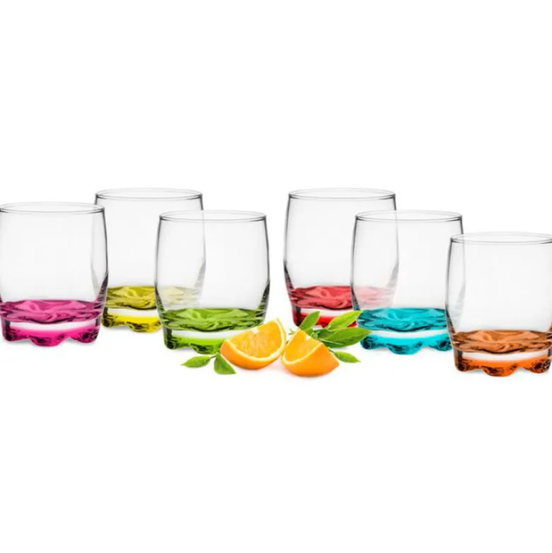 Szklanki do drinków Glasmark kolorowe dno 250 ml zestaw 6 szklanek