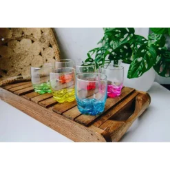 Szklanki do drinków Glasmark kolorowe dno 250 ml zestaw 6 szklanek