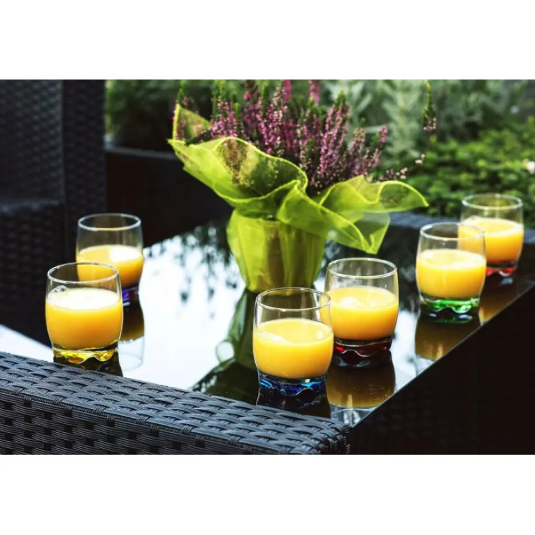 Szklanki do drinków Glasmark kolorowe dno 250 ml zestaw 6 szklanek