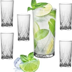 Szklanki do drinków 370 ml wysokie zestaw 6 sztuk napoje woda Long Drink Corda Florina