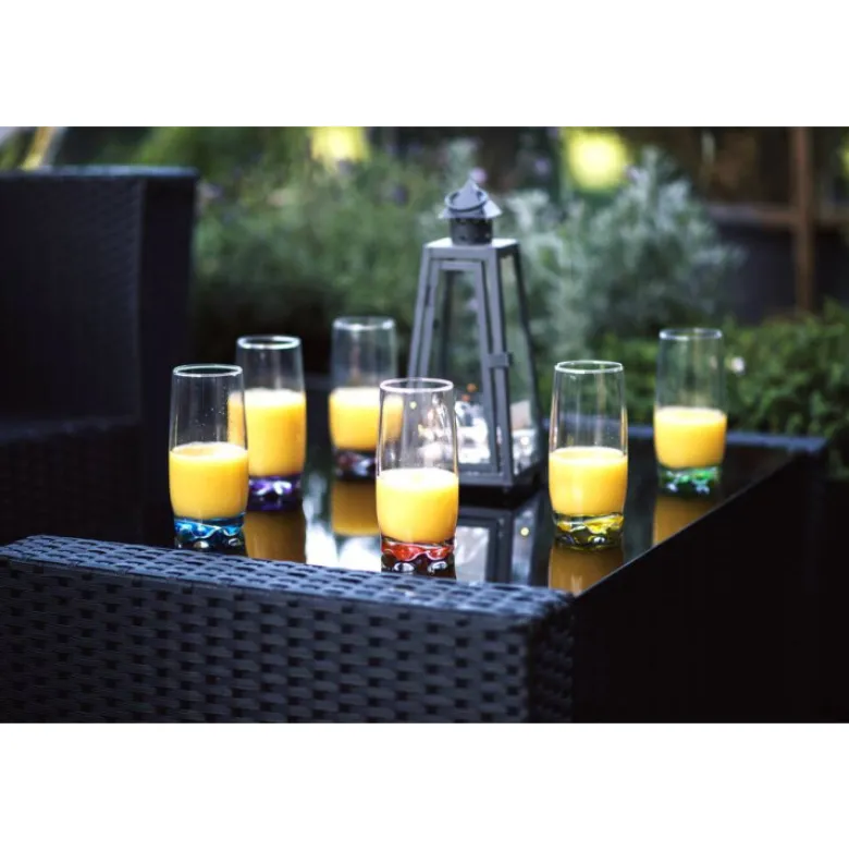 Szklanki do drinków wysokie Glasmark kolorowe dno 350 ml zestaw 6 szklanek