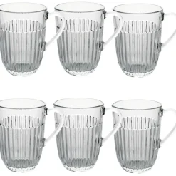 Szklanki do kawy herbaty z uchem 380 ml Florina Comet komplet 6 sztuk w zestawie z długimi łyżeczkami do latte