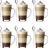 Szklanki do kawy herbaty z uchem 300 ml Glasmark Iwo komplet 6 sztuk z łyżeczkami latte