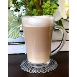 Szklanki do kawy herbaty z uchem 300 ml Glasmark Iwo komplet 6 sztuk z łyżeczkami latte