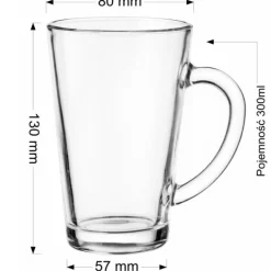 Szklanki do kawy herbaty z uchem 300 ml Glasmark Iwo komplet 6 sztuk z łyżeczkami latte