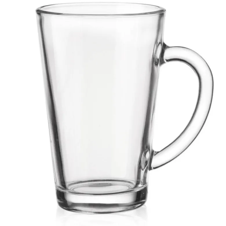 Szklanki do kawy herbaty z uchem 300 ml Glasmark Iwo komplet 6 sztuk z łyżeczkami latte