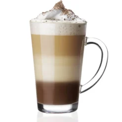Szklanki do kawy herbaty z uchem 300 ml Glasmark Iwo komplet 6 sztuk z łyżeczkami latte