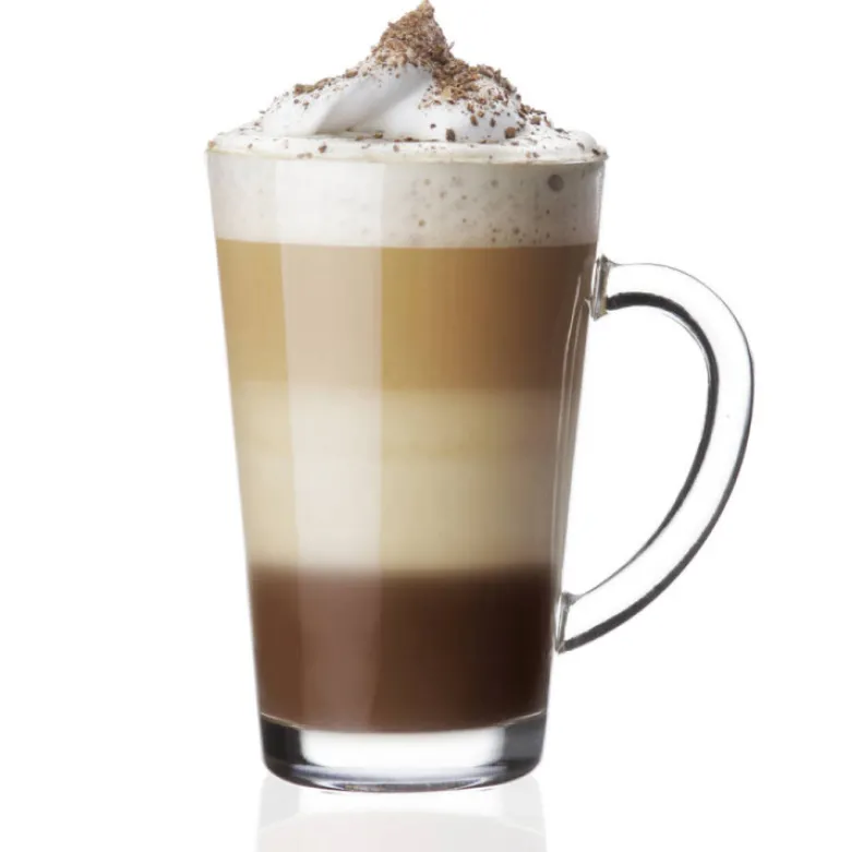 Szklanki do kawy herbaty z uchem 300 ml Glasmark Iwo komplet 6 sztuk z łyżeczkami latte