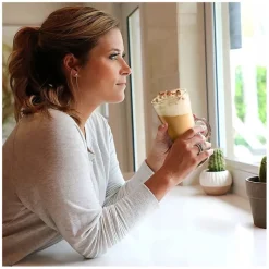Szklanki do kawy latte Florina Boston 275 ml wysokie zestaw z długimi łyżeczkami 6 sztuk