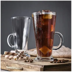 Szklanki do kawy latte Florina Boston 275 ml wysokie zestaw z długimi łyżeczkami 6 sztuk