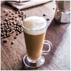 Szklanki do kawy latte Florina Boston 275 ml wysokie zestaw z długimi łyżeczkami 6 sztuk