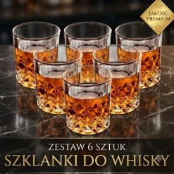 Szklanki do whisky 280 ml drinków GierekHoff Royal Diamond zestaw 6 szklanek grube szkło