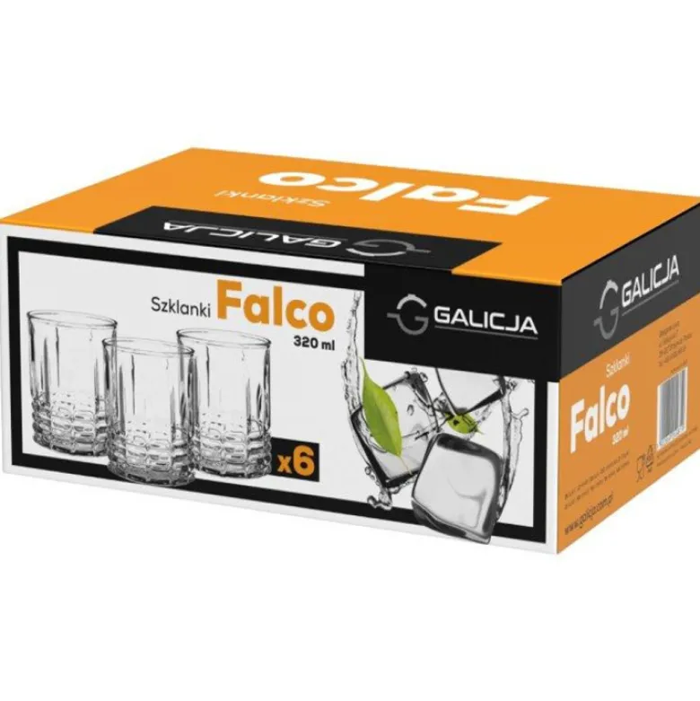 Szklanki do whisky 320 ml Galicja Falco 24981 zestaw 6 szklanek do drinków