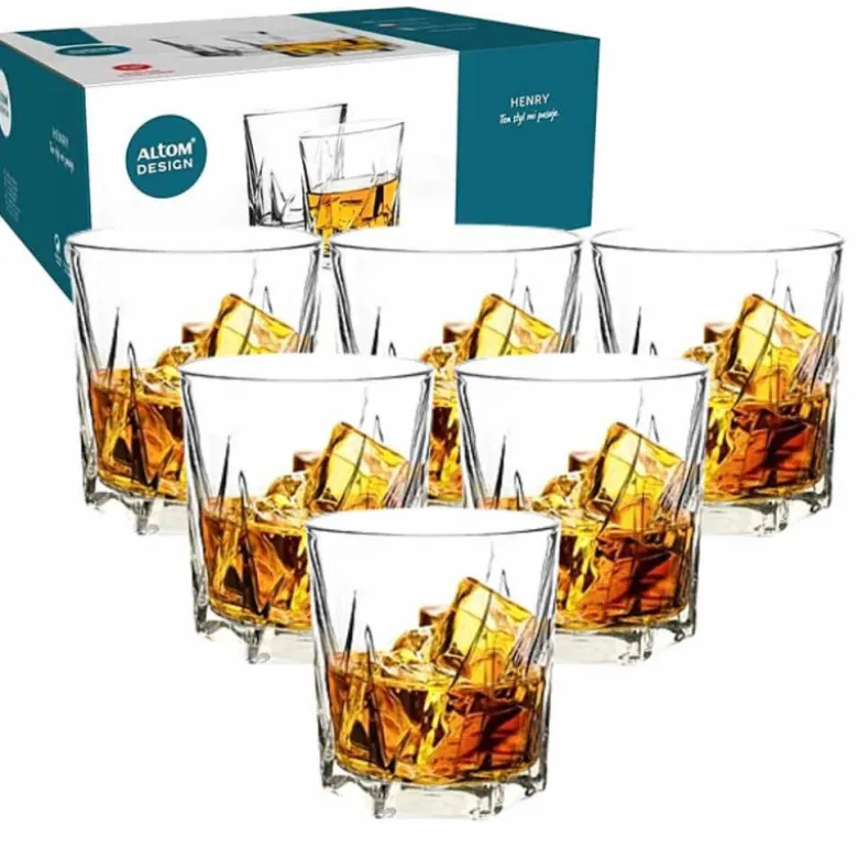 Szklanki do whisky napojów drinków 330 ml zestaw 6 szklanek Altom Henry