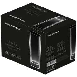 Szklanki do whisky napojów drinków wysokie 350 ml zestaw 6 szklanek Florina Sofia