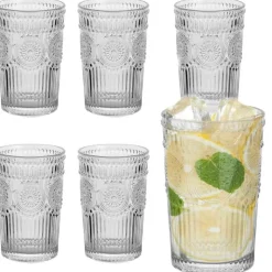 Szklanki do wody drinków 340 ml wysokie zestaw 6 sztuk Long Drink Rosetta Florina
