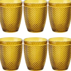 Szklanki do wody 260 ml niskie Florina Alexis Amber bursztynowe złote zestaw 6 sztuk