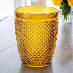 Szklanki do wody 260 ml niskie Florina Alexis Amber bursztynowe złote zestaw 6 sztuk