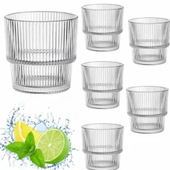 Szklanki do wody 330 ml niskie zestaw 6 sztuk napoje szkło ryflowane Baltico Florina