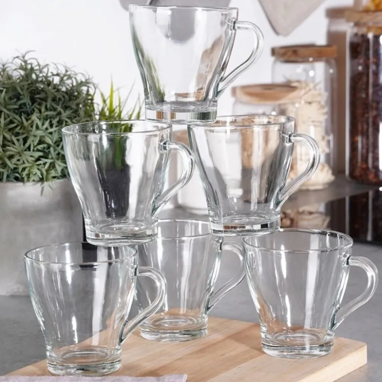 Szklanki klasyczne z uchem do kawy i herbaty 250 ml zestaw 6 sztuk Vilde