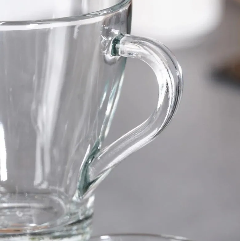 Szklanki klasyczne z uchem do kawy i herbaty 250 ml zestaw 6 sztuk Vilde
