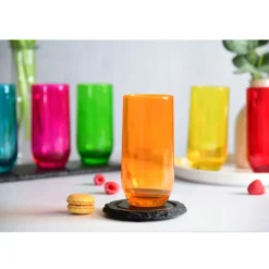 Szklanki kolorowe wysokie 400 ml Glasmark Rainbow zestaw 6 szklanek