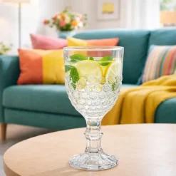 Szklanki kryształowe na stopce do napojów wody soku 340 ml zestaw 6 szt Altom Design Bloom