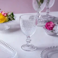 Szklanki kryształowe na stopce do napojów wody soku 340 ml zestaw 6 szt Altom Design Bloom