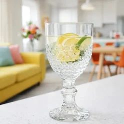 Szklanki kryształowe na stopce do napojów wody soku 340 ml zestaw 6 szt Altom Design Bloom