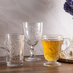 Szklanki 360 ml Altom Rosalie do soków napojów komplet 6 sztuk kwiatowy wzór